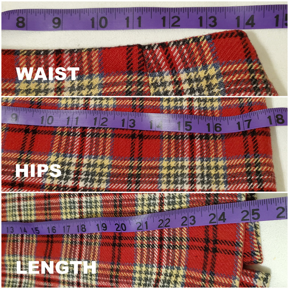 Cambridge Dry Goods Red Plaid Wool Blend Long Skirt - Picture 8 of 8